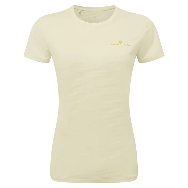 Ronhill Tech Short Sleeve Running Tee Womens in Vanilla/Solar